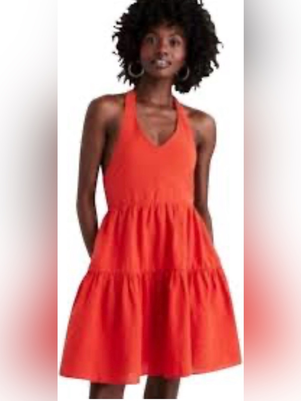 NWT American Eagle Outfitters Orange Halter Tiered Mini Dress Linen Blend Size L